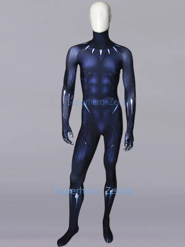 Черная пантера Костюм 2018 новый фильм версия костюм супергероя принт спандекс