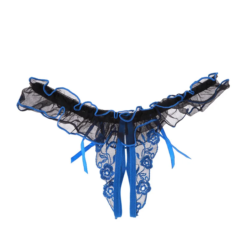 Newly Women Sexy Underwear Flower Embroidery T-back Thong Open Crotch Underpants Lacy Panties G-string m99 | Женская одежда