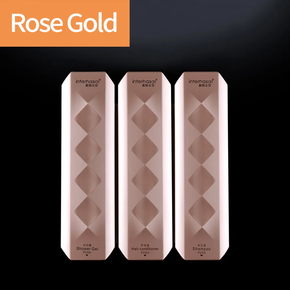 Rose gold Настенный дозатор для мыла для ванной комнаты, 350 мл, шампунь, бутылка для жидкого мыла, аксессуары для ванной комнаты - Цвет: Rose gold