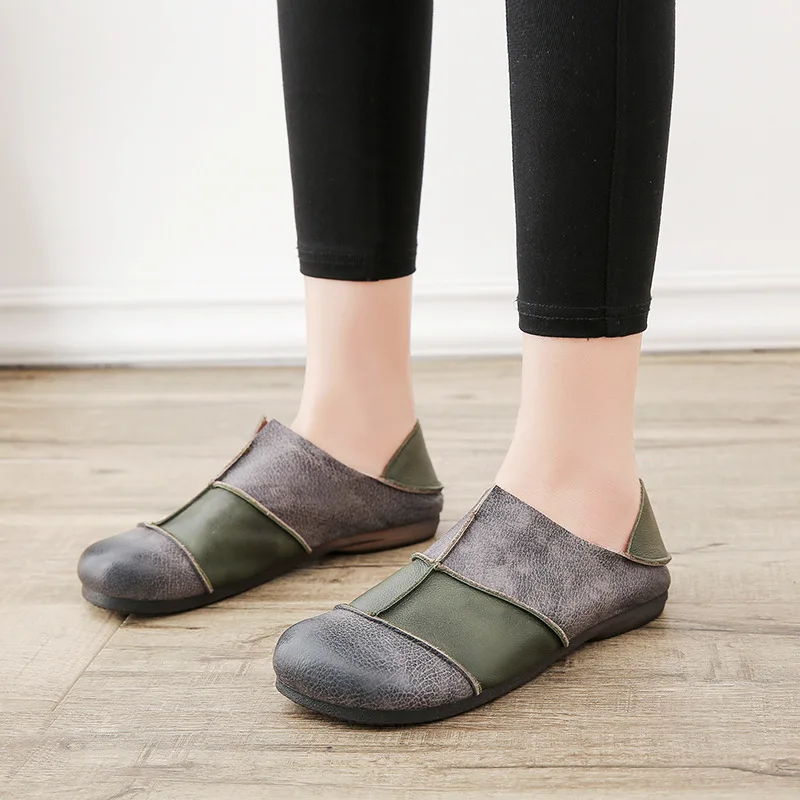 

2020 Newest Mixed Colors Soft Comfortable 100% Genuine Leather Shoes Women Flats Fashion Casual Shoes Wild Mother Loafers Shoes