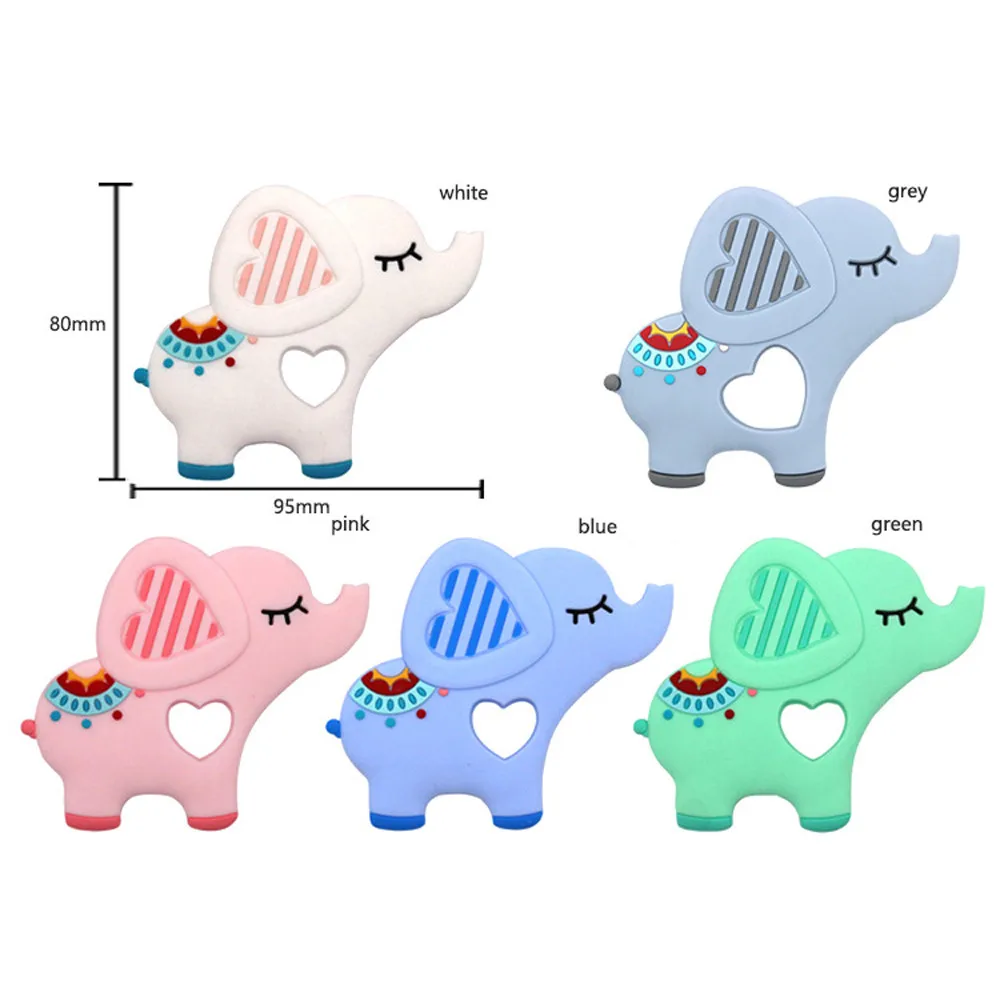 

Food Grade Silicone Teethers DIY Animal Elephant Baby Ring Teether Infant Baby Silicone Chew Charms Kids Teething Gift