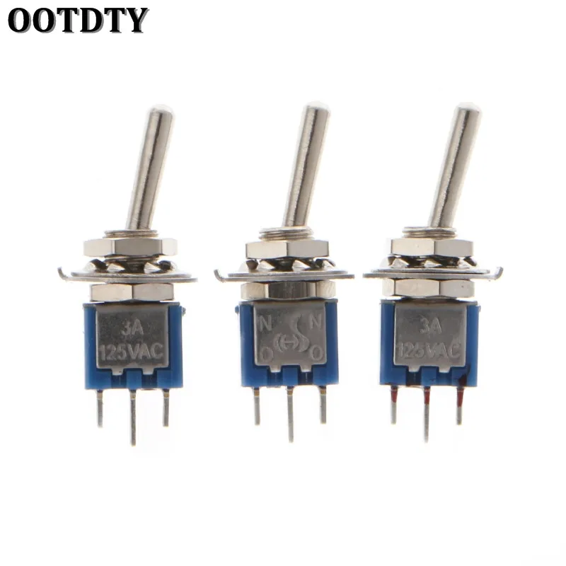 OOTDTY 10 шт. 250 В/1 5 А 125 В/3 SPDT 3-контактный вкл./вкл. 2 позиции мини-тумблер синий |