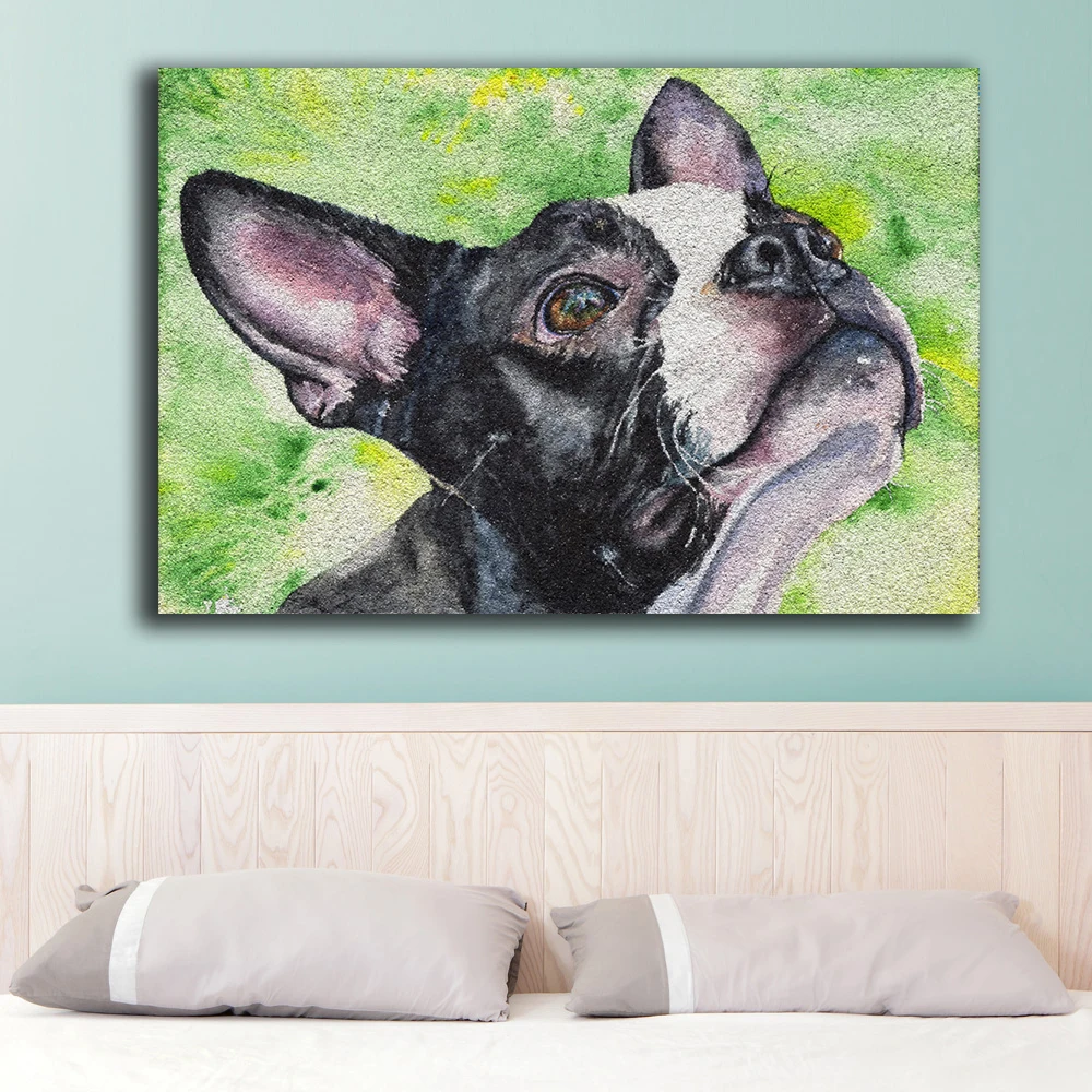 Модная масляная живопись Marmont-Hill-Boston-Terrier для домашнего декора на холсте
