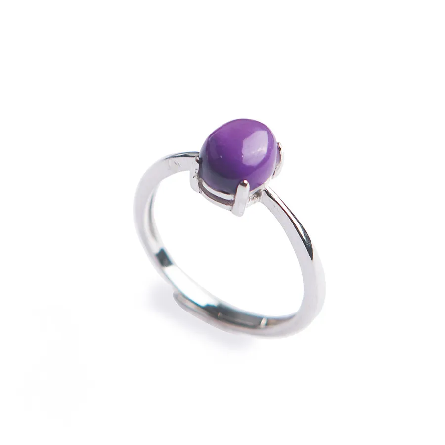Genuine Natural Sugilite Gems Purple Crystal Bead Adjustable Size Lady Anniversary Ring 7*6mm