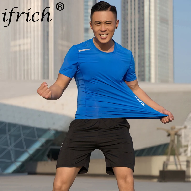 Мужской компрессионный костюм из 2 предметов модная быстросохнущая облегающая