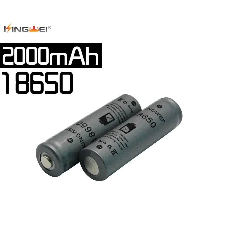 2018 новый бренд KingWei серый 2000mah 18650 3 7 v остроконечная батарея литий ионная