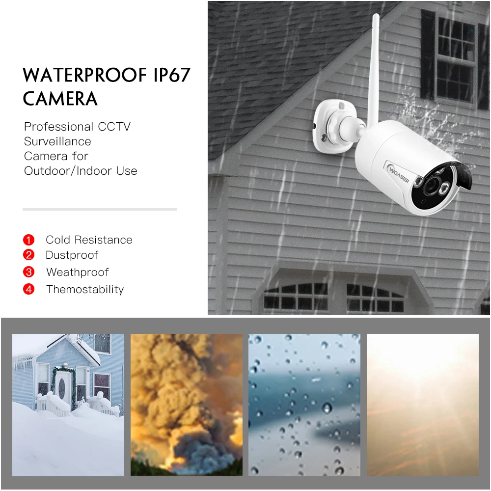 Woaser 8ch 960 P Беспроводной NVR plug &amp play 8 шт. 720 1.0mp открытый Водонепроницаемый ИК Ночное