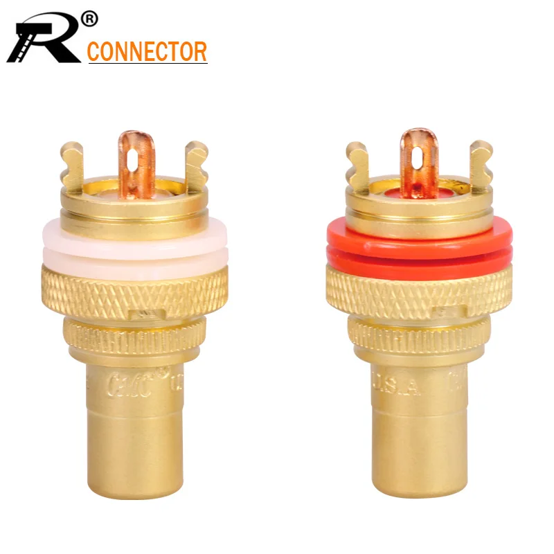 2 шт./1 пара роскошный позолоченный разъем RCA Jack Панель Крепление Шасси аудио разъем переборка с гайкой припоя чашки 3 цвета