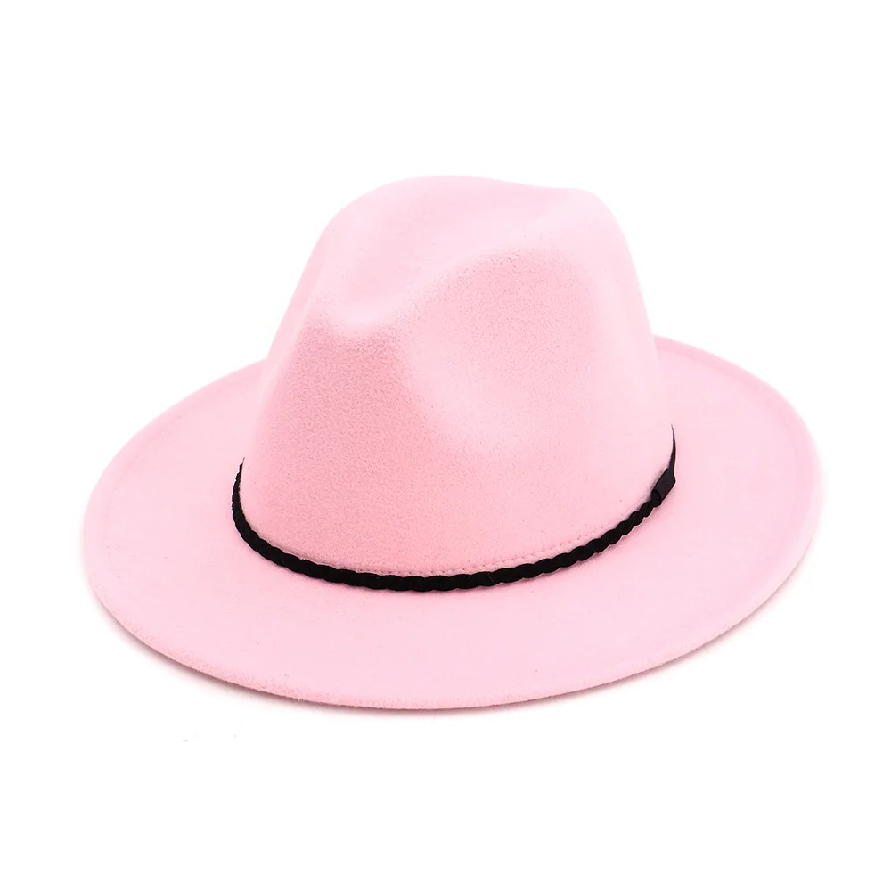Шерстяная фетровая шляпа Панама Trilby Jazz Fedoras головные уборы с черными плоскими полями для торжественных вечеринок верхняя шляпа для женщин и мужчин унисекс