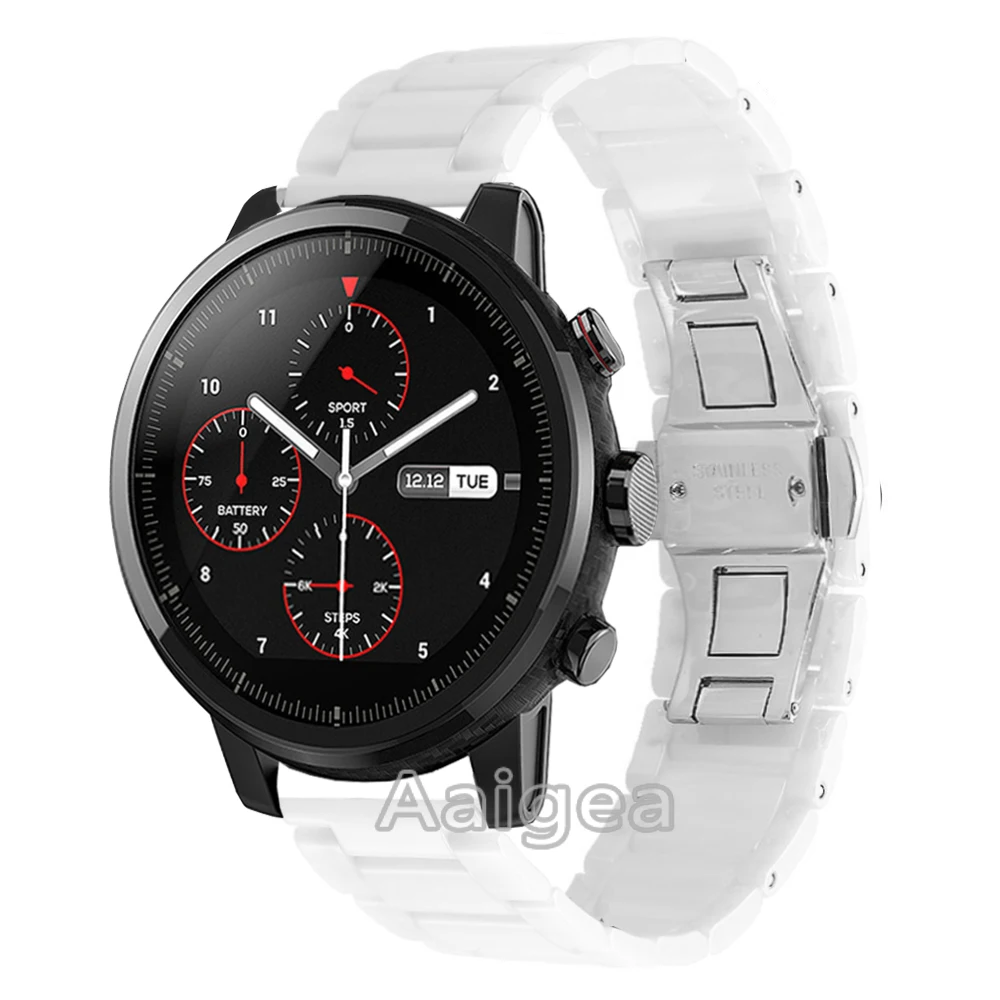Модные керамические часы ремешок для Huami Amazfit Strato спортивные часы 2 умные часы 3 звенья Бабочка Блестящий браслет Ремешки для наручных часов