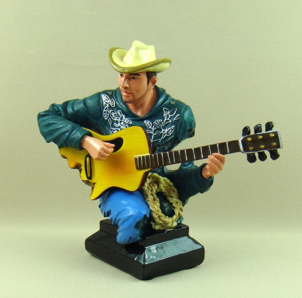

Countryside Cowboy Guitarist Bust Abstractive Polyresin Guitar Player Figure Sculpture Decor Art and Craft Ornament Accessories