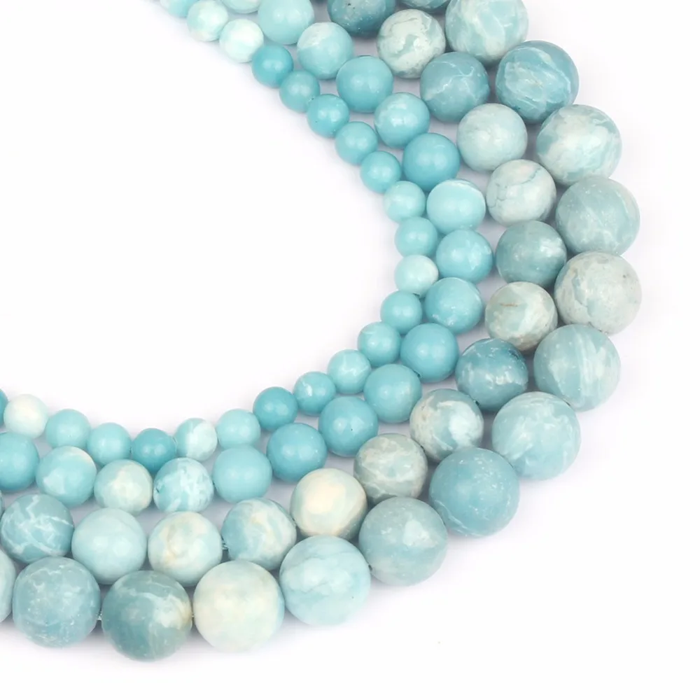 Круглые Бусины Из Натурального голубого неба голубой браслет с изображением