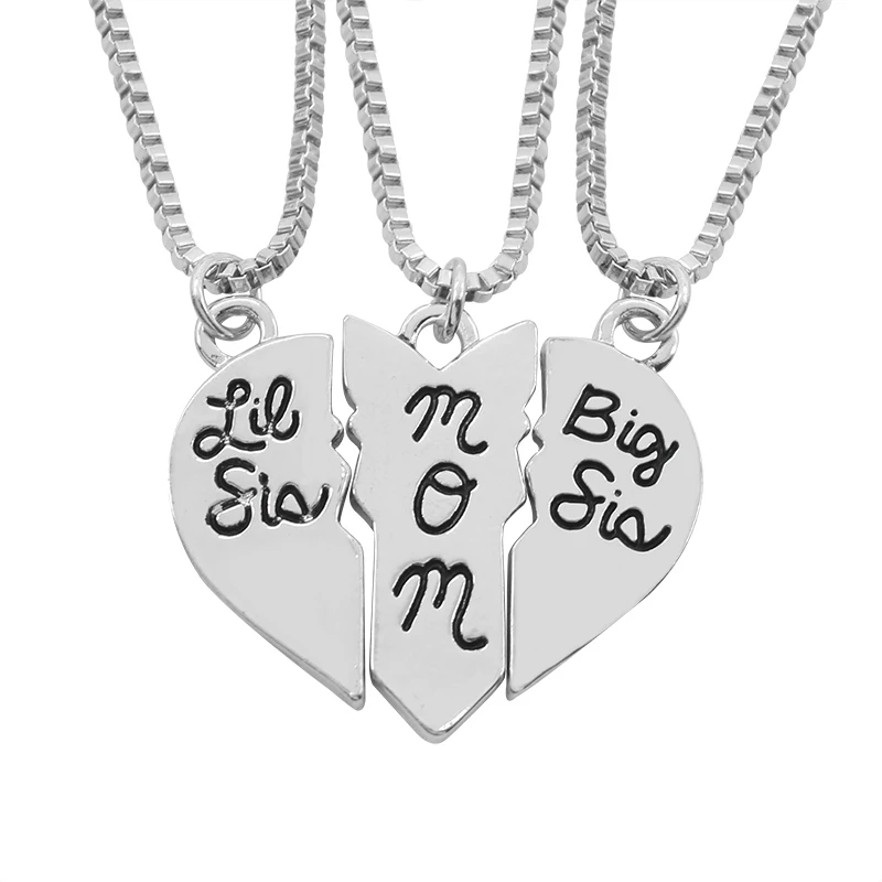 Новинка 2019 модная женская подвеска-пазл Love Heart Big Lil Sis ожерелья 3 шт./компл. большая