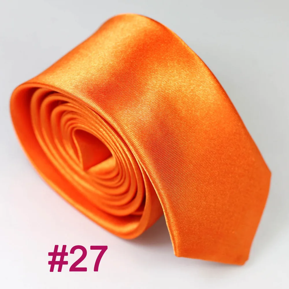 Color 27 Партия 10 штук " полиэстер тонкий сплошной цвет узкий галстук тонкий обтягивающие Галстуки Повседневный галстук Gravatas cravate № 21 до#40 - Цвет: Color 27