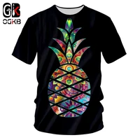 ogkb t shirts male hot o neck 3d t shirts printed pineapple hip hop oversized attire men spring t shirt drop ship