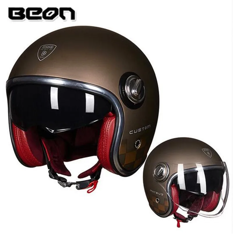 BEON мотоциклетный шлем Casco винтажный 3/4 с открытым лицом Capacete Байкерский скутер