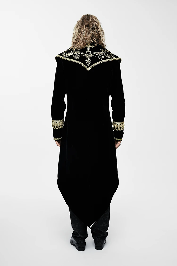 Devil Fashion стимпанк мужские длинные пальто Осень Зима готическая вышивка накидка с узором повседневное Пальто Тренч Черный Красный