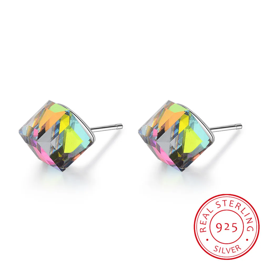 Серьги гвоздики женские из серебра 925 пробы с кристаллами Swarovski|Серьги-гвоздики| |