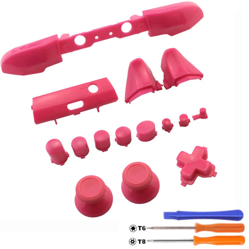 Pink Для Xbox One Slim XboxONE S контроллер запасные части ремонт ABXY Dpad триггеры полный аналоговые кнопки Набор мод наборы с T8 T6 - Цвет: Pink
