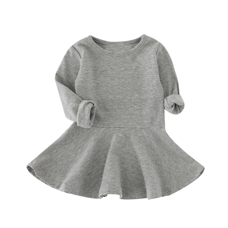 7 Color New 2018 Autumn Kids Solid Cotton Dress Girls Long Sleeve Dresses Girl Baby Vestidos Infant Clothing Children'S Clothes | Детская