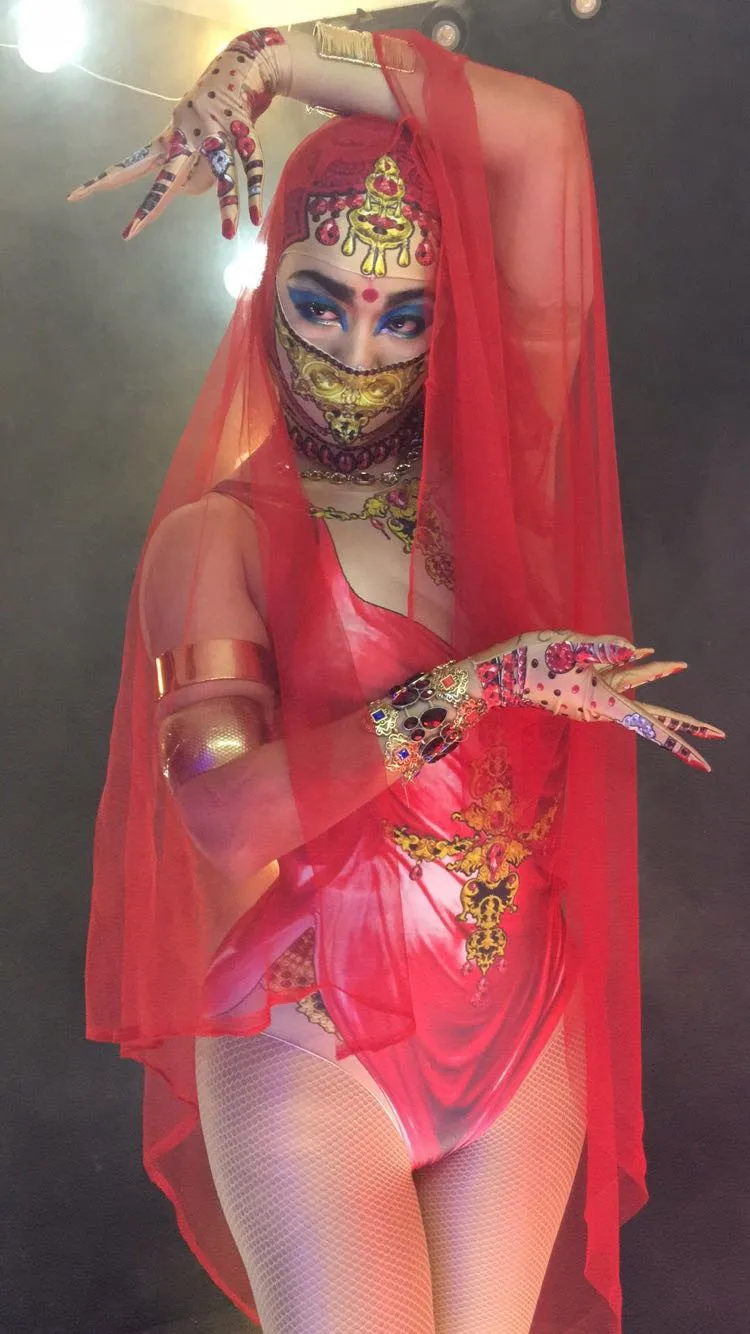 Танцевальная одежда для джаза Индии красное сексуальное трико эластичное боди