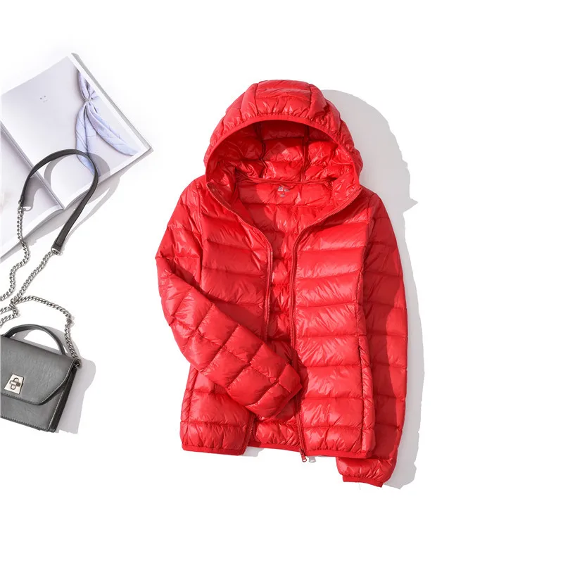 Женская на весенний сезон подкладкой теплое пальто ультра легкий утка вниз