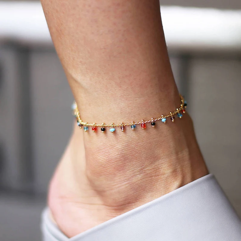 Модные богемные модные ювелирные изделия для ног цветные хрустальные стразы