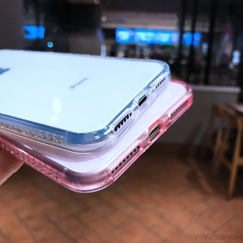Applicable to iphone xs max transparent phone case Apple XR cat ears 6S side drill 7plus protective cover |