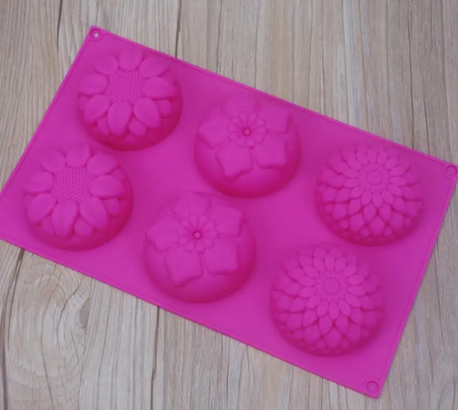 6 Полость цветок 3 типа формы силиконовые DIY ручной работы мыло свечи торт плесень