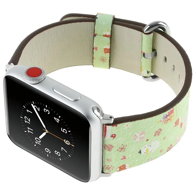Красочные рождественские кожаные часы ремешок для Apple Watch Series 3 2 1 группа Рождество Отец чулок олень Ремешки для наручных часов 42/38 мм