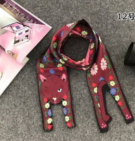 red cat 120 см x 10 см,, шарфы, трехмерный шелковый шарф в виде животного, тигра, кошки, собаки, шарф для родителей и детей, уникальный дизайн, сумка в комплекте G - Цвет: red cat