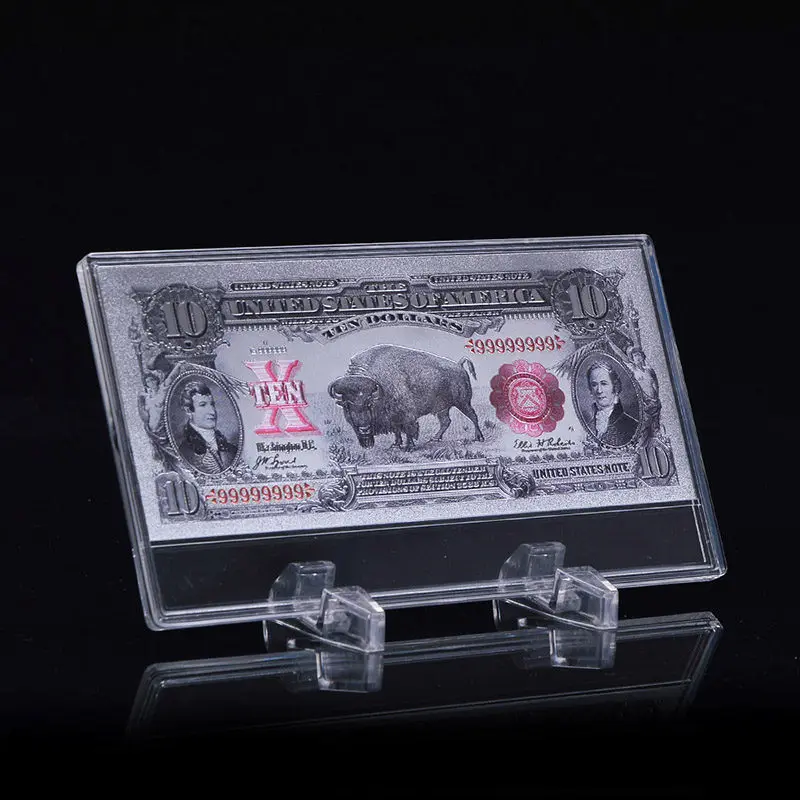 with plastic frame WR американская Серебряная Золотая банкнота уникальная USD 2 банкнота Цветная Копия денег с подставкой для коллекции Бизнес подарки - Цвет: with plastic frame