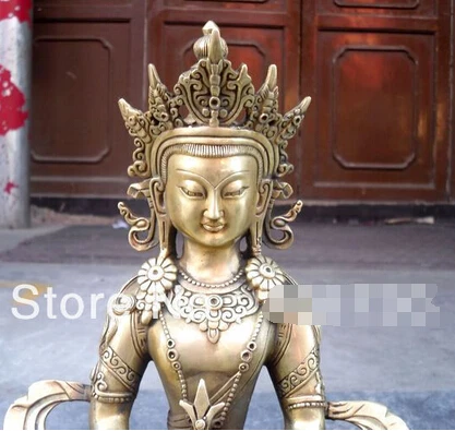 Бесплатная доставка Тибет Буддизм Амитаюс длительный срок Бронзовый Статуя