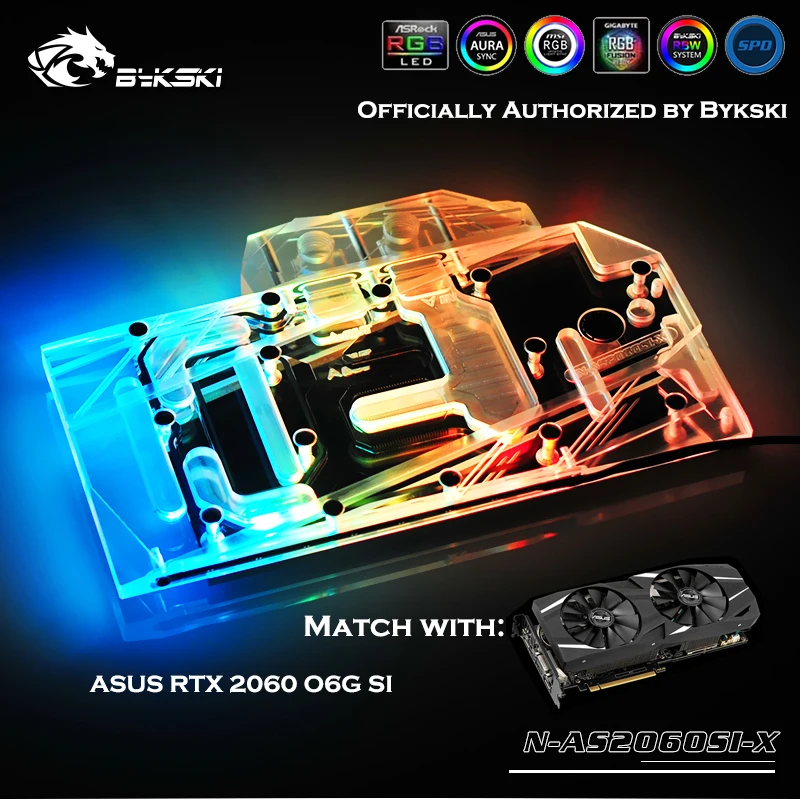 Bykski N-AS2060SI-X с полным покрытием GPU водоблок для VGA ASUS RTX 2060 O6G SI Видеокарта кулер радиатор водяного охлаждения