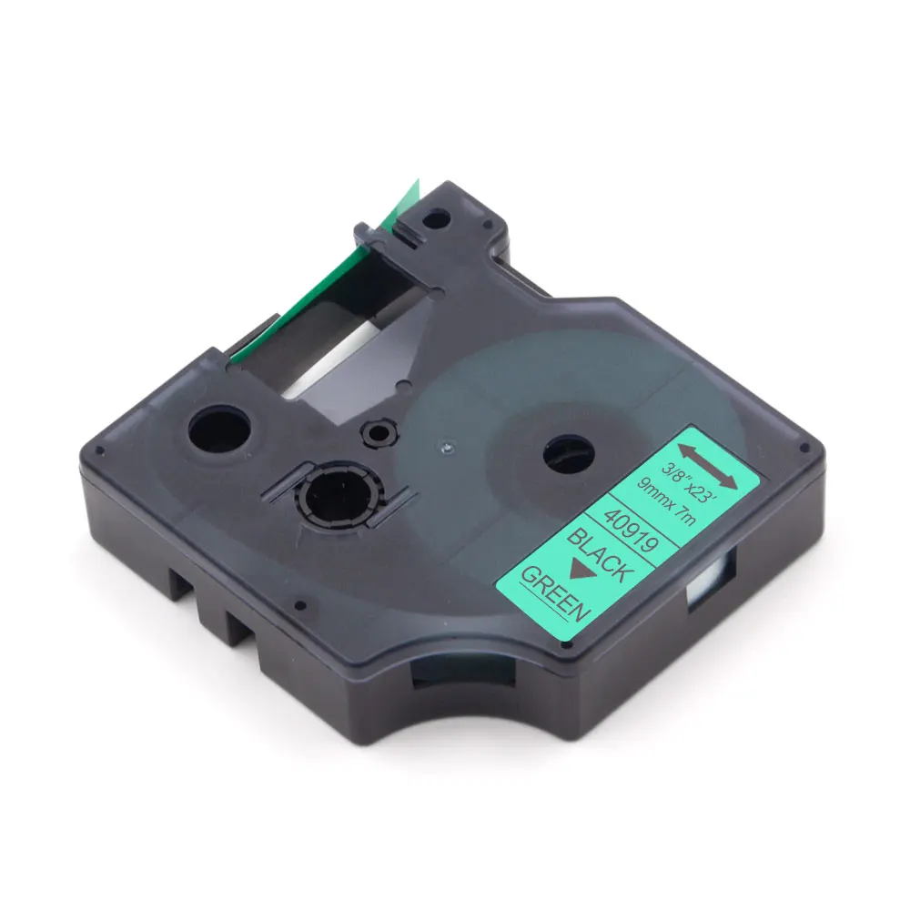 Absoonic 9 мм кассеты совместимый с Dymo D1 40919 черный на зеленой этикетке для 160 210D 280 360D
