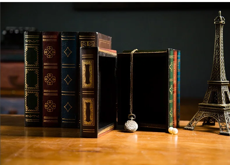 Декоративная винтажная фальшивая книга ретро-органайзер, коробки, секретная коробка для хранения, деревянный косметический чехол для украшений, для дома, офиса, книг, полка, Декор