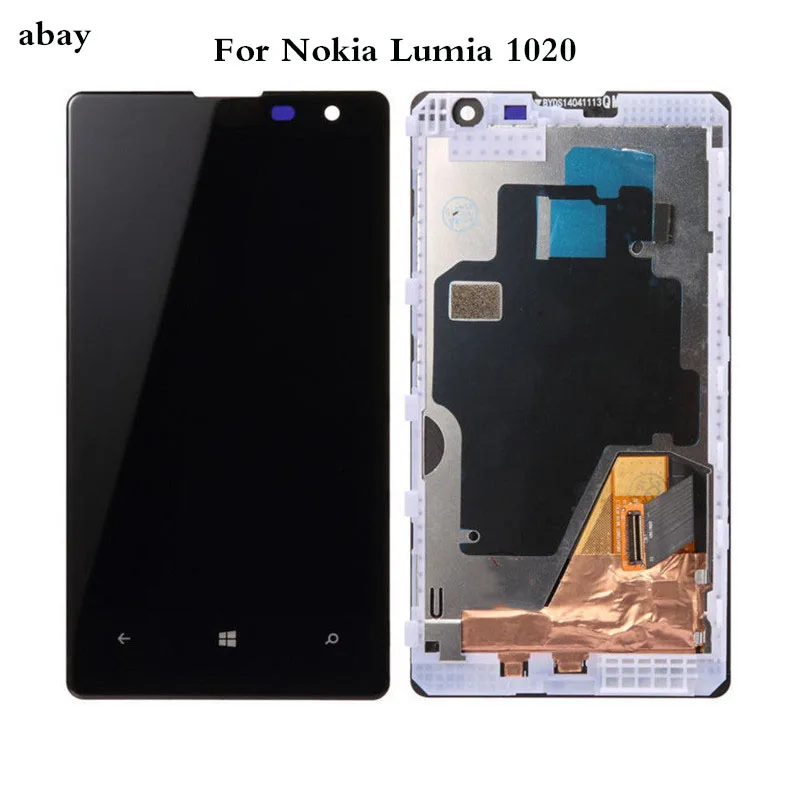

ЖК-дисплей с дигитайзером на сенсорном экране, 4,5 дюйма, для Nokia Lumia 1020, с рамкой, запасные части