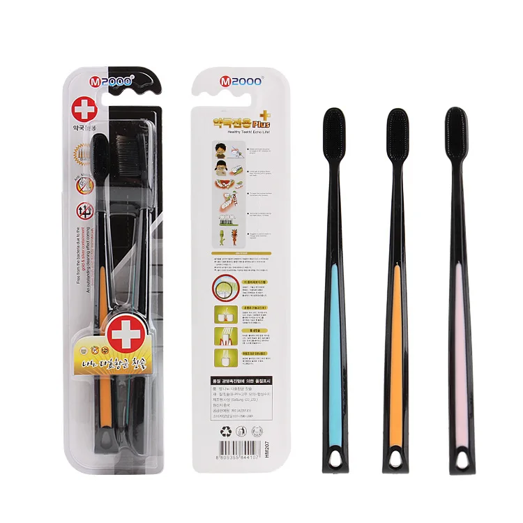 2 шт./упак. черная бамбуковая зубная щетка эко удобная Зубная Мягкая из древесного