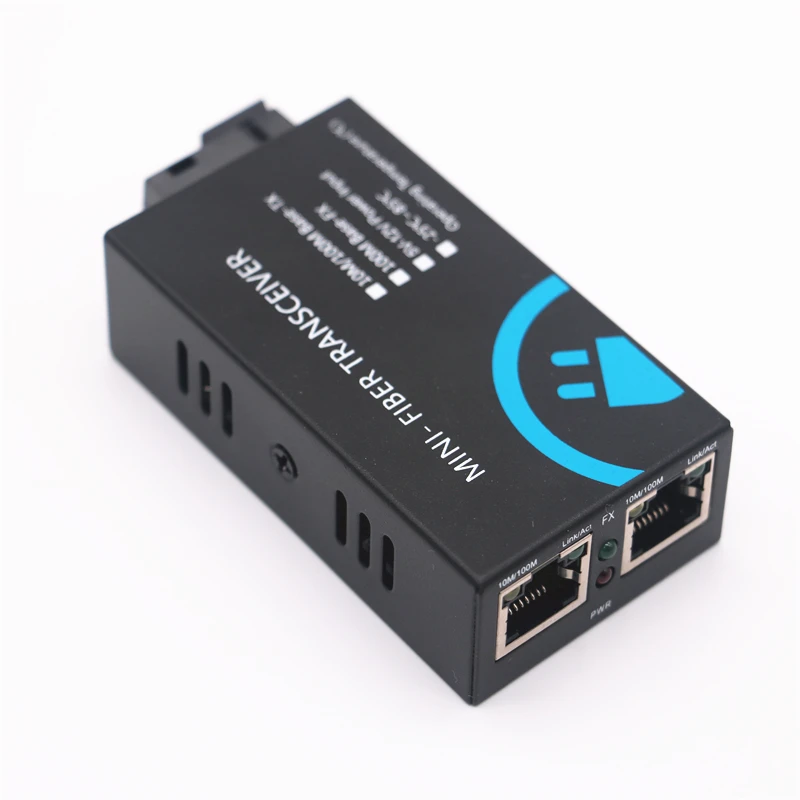 

MINI Fiber Converter 2-RJ45 to 1-SC Connector 10/100Mbps Fiber Optical Media Converter Single mode Duplex Wavelenth 1310nm 20km