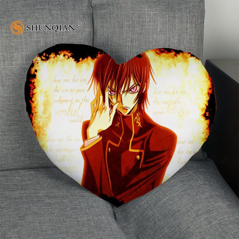 

CODE GEASS Heart Shape Pillow Cover Custom zipper Pillowcase Just Cover No Core Size 41x36cm,47x42cm