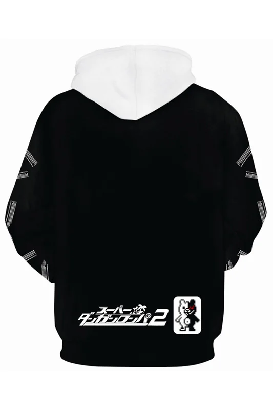 

Anime Danganronpa Monokuma Hoodie Cosplay Unisex Sweatshirt Hooded Black White Bear Long Sleeve Daily Casual Coat Jacket