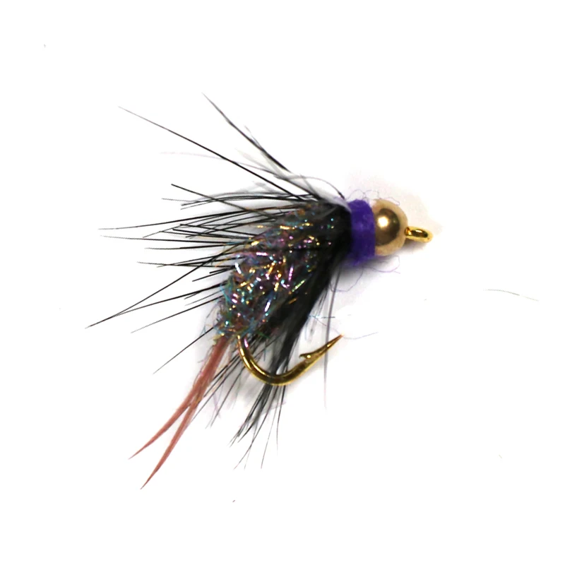 Bimoo 6 шт. #12 Psycho Prince Nymph Crazy Purple Fly яркие латунные шариковые головки рыболовные