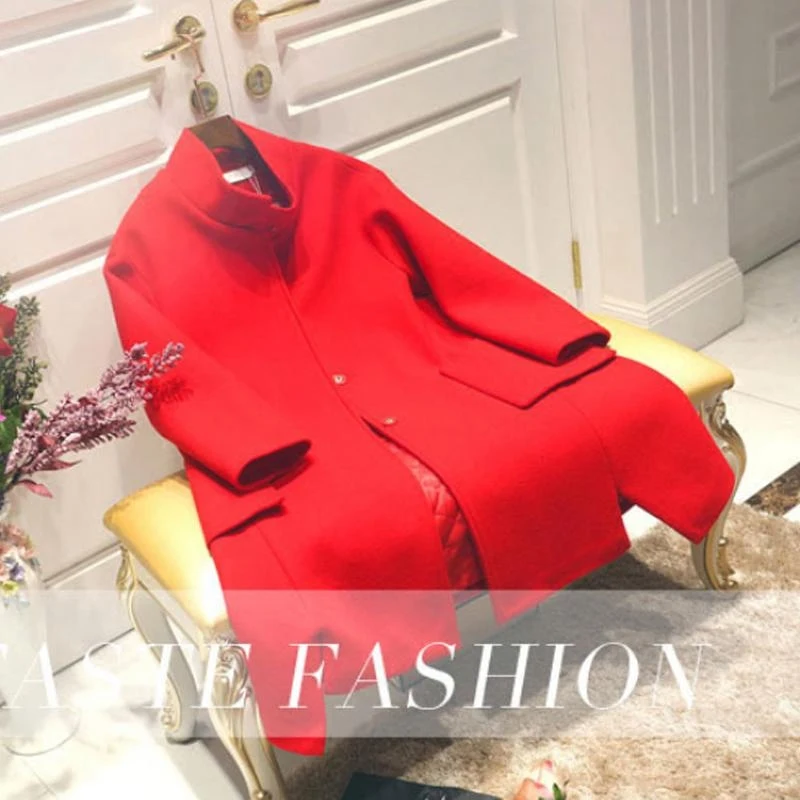 Пальто женское Шерстяное зимнее свободное длинное 2019