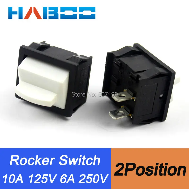 100 шт./лот мини клавишный переключатель белого цвета 2 положения ВКЛ ВЫКЛ с