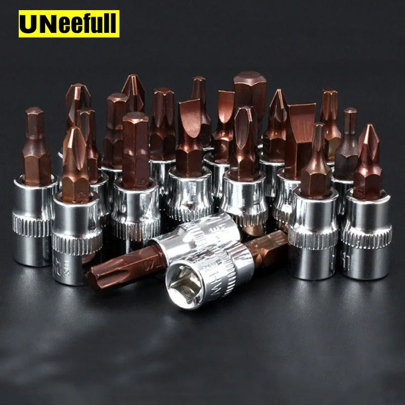 

UNeefull Phillips Screw,Slotted Screw,Flower Sleeve Screw Socket Wrench Adapter,Wrench Socket Wrench Car Hand Tools 1/4 inch 6mm