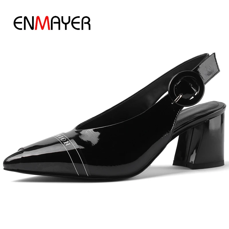 

ENMAYER/туфли-лодочки на высоком каблуке из натуральной кожи в необычном стиле zapatos mujer tacon повседневная женская обувь с острым носком размер 34-39...