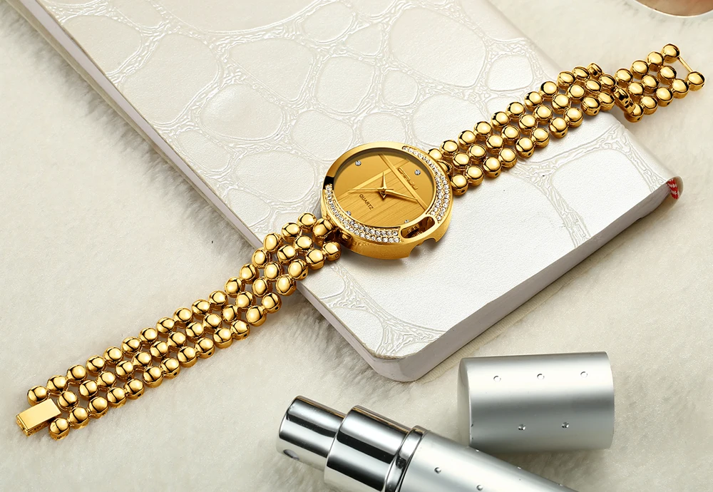 CRRJU роскошные часы со стразами женские модные золотые relogio feminino reloj mujer | Наручные