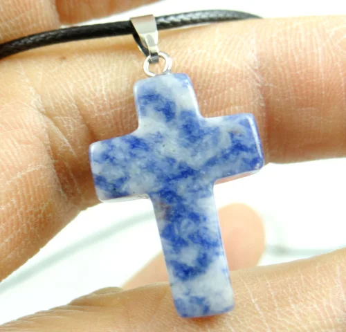 As the picture shows Натуральный камень кварц кристалл бирюза lapis тигровый глаз крест кулон для diy ювелирных изделий ожерелье аксессуары - Окраска металла: As the picture shows