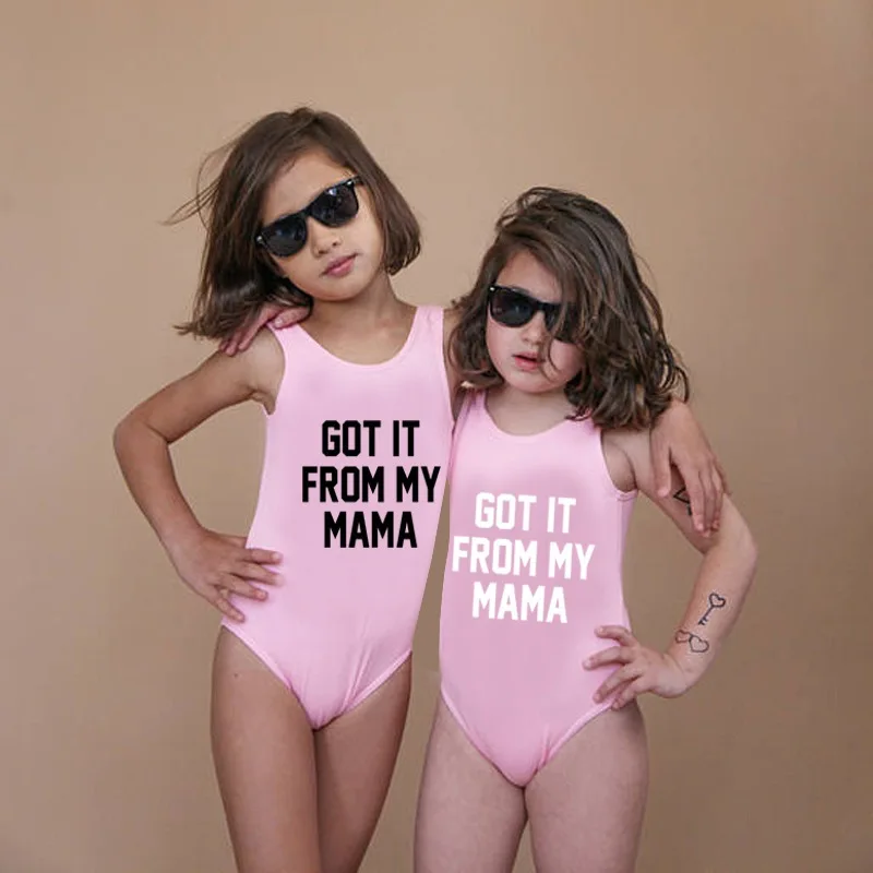 Купальники с надписью для мамы и дочки Семейные комплекты одинаковые наряды