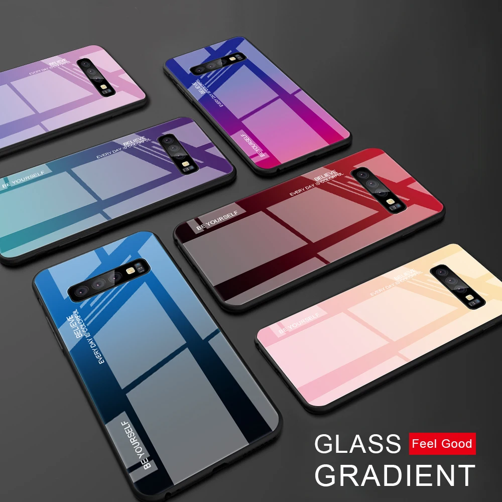 Чехол для Samsung Galaxy S10 Plus S10e S8 S9 A50 A30 70 A7 J6 A8 Note 8 Note9 M50 M30 M20 из стекла на телефоне.